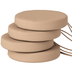 Patio Chair Cushions Set of 4 Round Seat Cushions for Dining Bistro Chairs Machine Washable, 15" x 15" x 3", Khaki