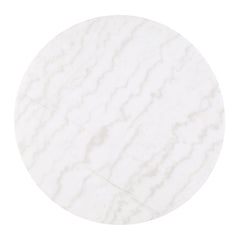 1pc Round Cocktail Table Marble Top Gold Accent Plinth Base Black White And Gold Finish Primary Living Room