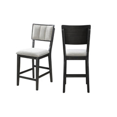 Set of 2 Light Gray Counter Height Dining Chair Fabric Upholstery High-back Dark Wooden Frames