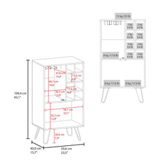 Eden 23" Wide Double Door Bar Cabinet and Glass door comparment, Eight bottle cubbies and stemware
