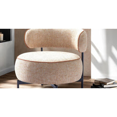 Light Brown Finish Swivel Chair Metal Legs Contemporary Style Curved Backrest Contrast Welt Pocketed Coil