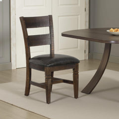 Utopia Dining Chair, Set of 2, Ladderback, Dark Gray Fabric and Brown Mahogany