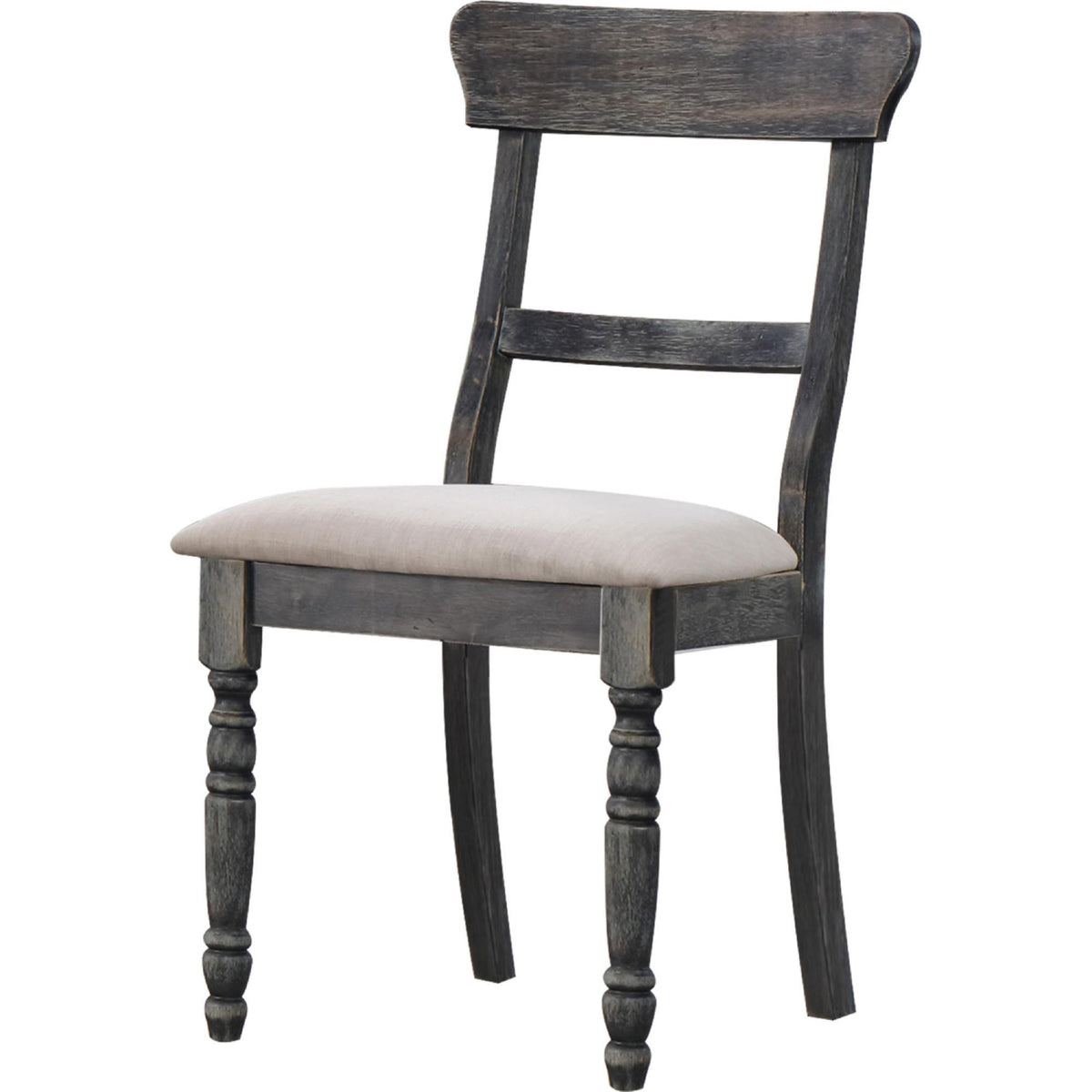 Rustic Style Gray Finish Dining Side Chairs Set of 2pcs Light Brown Upholstered Seat Wooden Dining Furniture