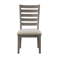 Nova 23 Inch Side Dining Chairs Set of 2, Ladder Back, Gray, Beige Cushioned Seat