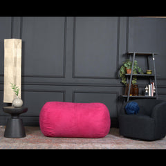 Neptune 4 Foot Cylindrical Suede Bean Bag, Fuchsia