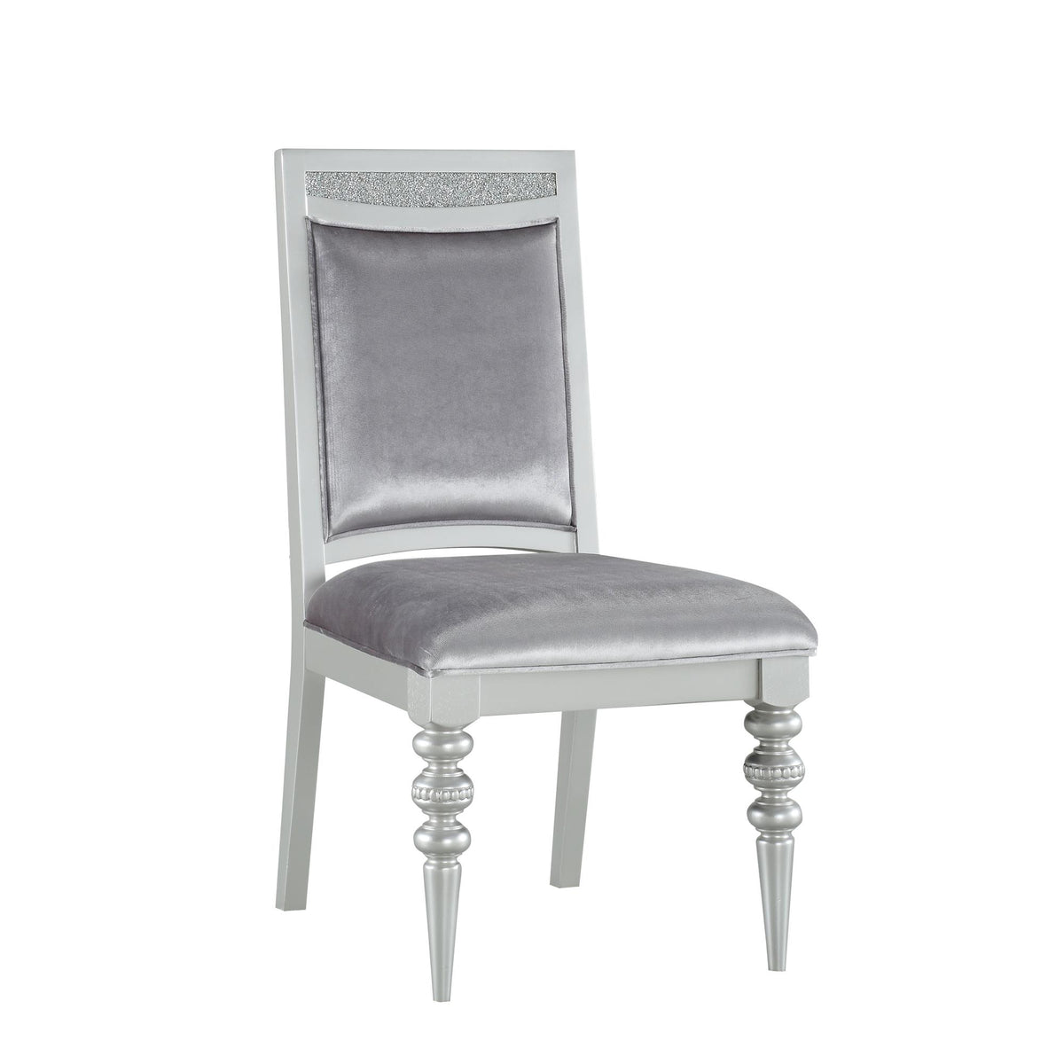 Symphony Fabric & Platinum Finish Side Chair (Set of 2)