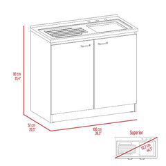 Pulsar Utility Sink with Cabinet One Shelf, Double Door Cabinet -Smokey Oak / Light Gray