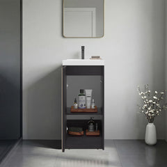 Summit Floorstanding Bathroom Vanity and Cabinet with Resin Sink, Compact Bathroom Storage with One Door and 2 Interior Shelves
