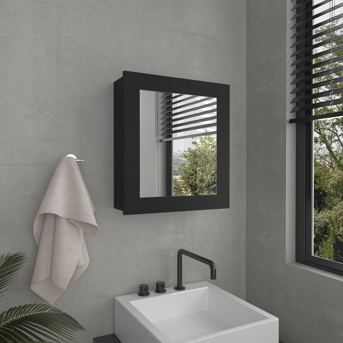 Crown Medicine Cabinet with Mirror Door 20.5" High Cabinet Organizer with Two interior Shelves for Bathroom, Kitchen, Mudroom