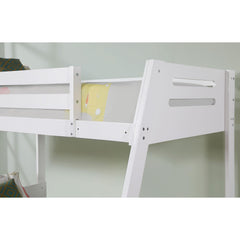 Transitional Bunk Bed White Finishing And Underbed Drawers Angled Ladder