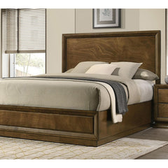 Strong Look Transitional Style 1pc Queen Size Bed Walnut Wooden Panel Bedframe High HB Bedroom Furniture