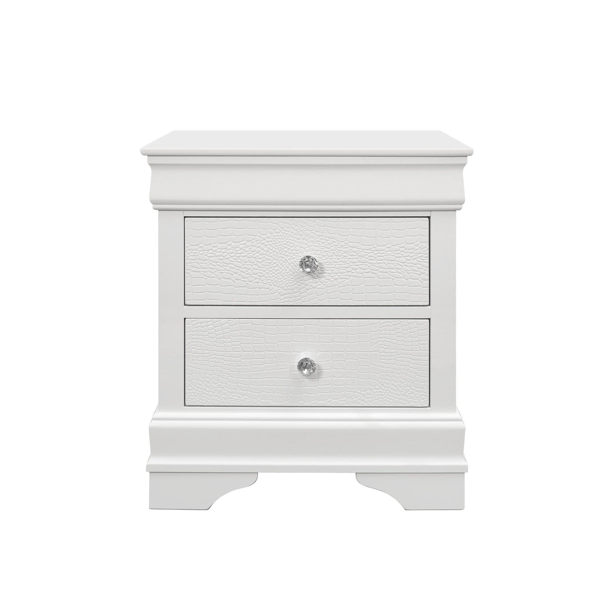 CHRONICLE CROCODILE METALLIC WHITE NIGHTSTAND