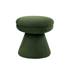 Green Finish Contemporary 1pc Round Top Accent Stool Teddy Fabric Pedestal Base Mushroom Shape Design Primary Living Room