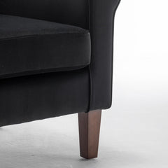 Traditional Rolled Arm Armchair, Solid Birch Wood Frame with Tapered Brown Legs, Polyester Blend Printed Cloth Upholstered Chair with Foam Filled Seat for Living Room Office
