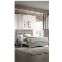 1pc Full Size Rustic Robust Platform Bed Clean-lined Headboard Wood Grain Finish Gray
