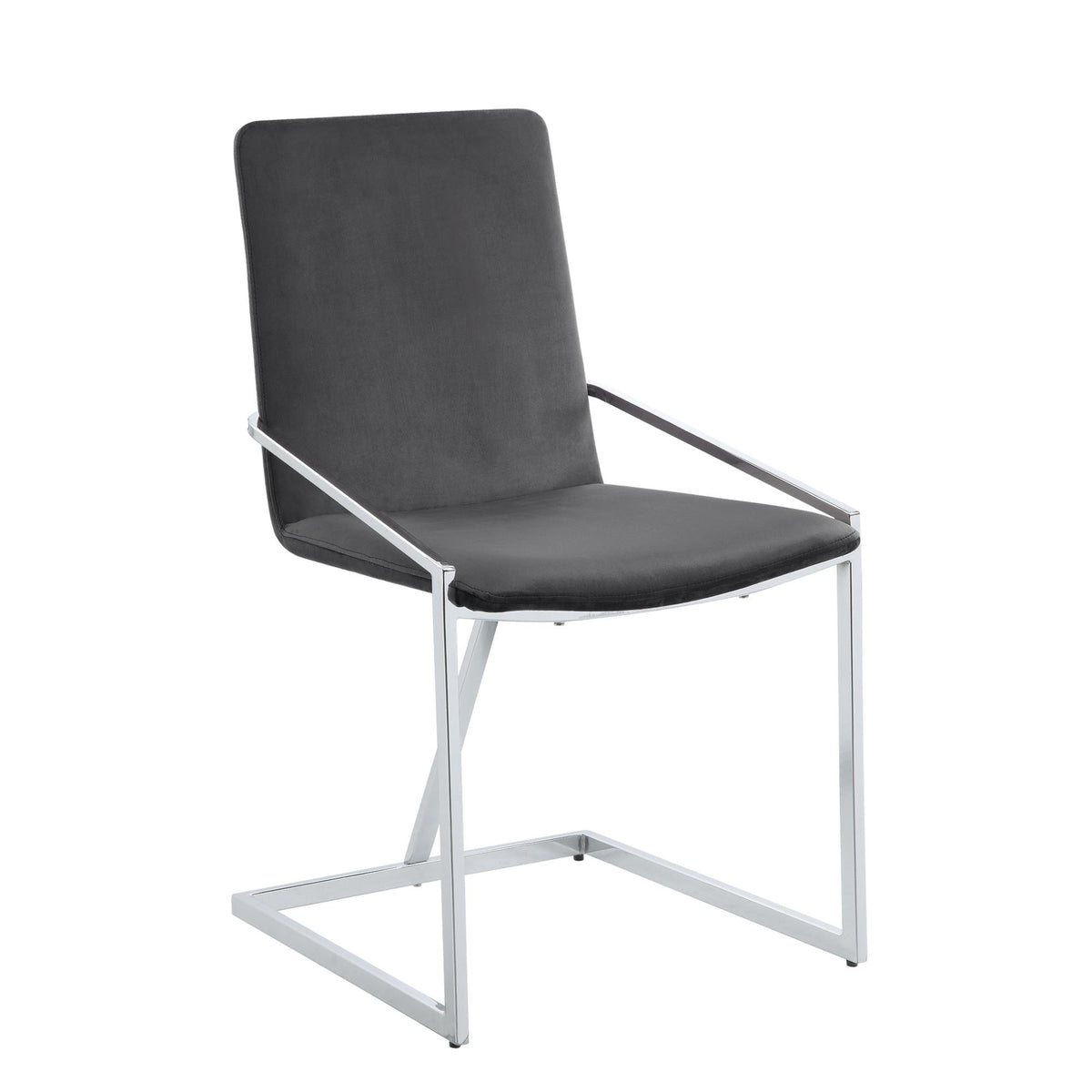 Aphrodite Gray Velvet & Chrome Finish Side Chair (Set of 2)