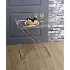 Menelaus Clear Acrylic & Copper Finish Tray Table