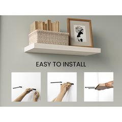 Floating Shelves, White Washed Oak, 2 Shelves, 1.50" H