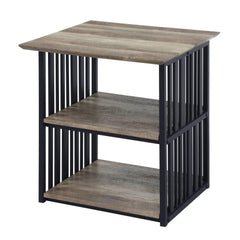 Uranus Antique Oak & Black Finish Nightstand