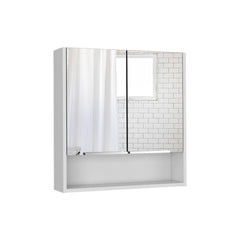 Display Cabinet, One Open Shelf, Three Interior Shelves, White