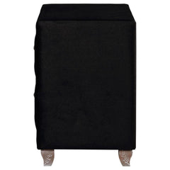 Glam Style 1pc Nightstand Button Tufted Full upholstered Frame Acrylic Buttons Black Finish Bedroom Furniture