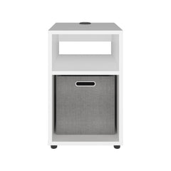 Symphony Lite Side Table and Nightstand with Integrated USB Charging Station and 2 Open Storage Shelves, Compact Side Table