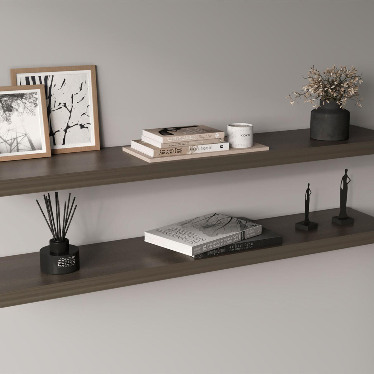 Hercules 47" Wide Floating Shelves Set Of 2, Shelves For Wall Decor For Bedroom, Bathroom Storage Shelves, Book Shelves For Living Room, Olive