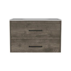 Rhea Floating Vanity Sink with 2-Drawers Dark Brown / White