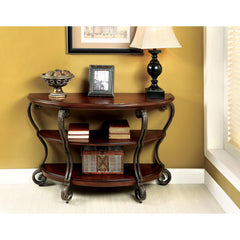 Traditional Style Brown Cherry 1pc Sofa Table Open Bottom Shelf Ornate Design Living Room Furniture