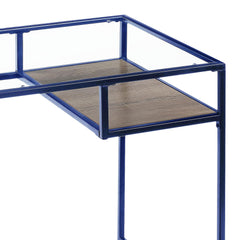 Star Glass Top & Blue Finish Writing Desk
