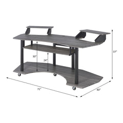 71" Eleazar Black Oak Finish Music Recording Studio Desk