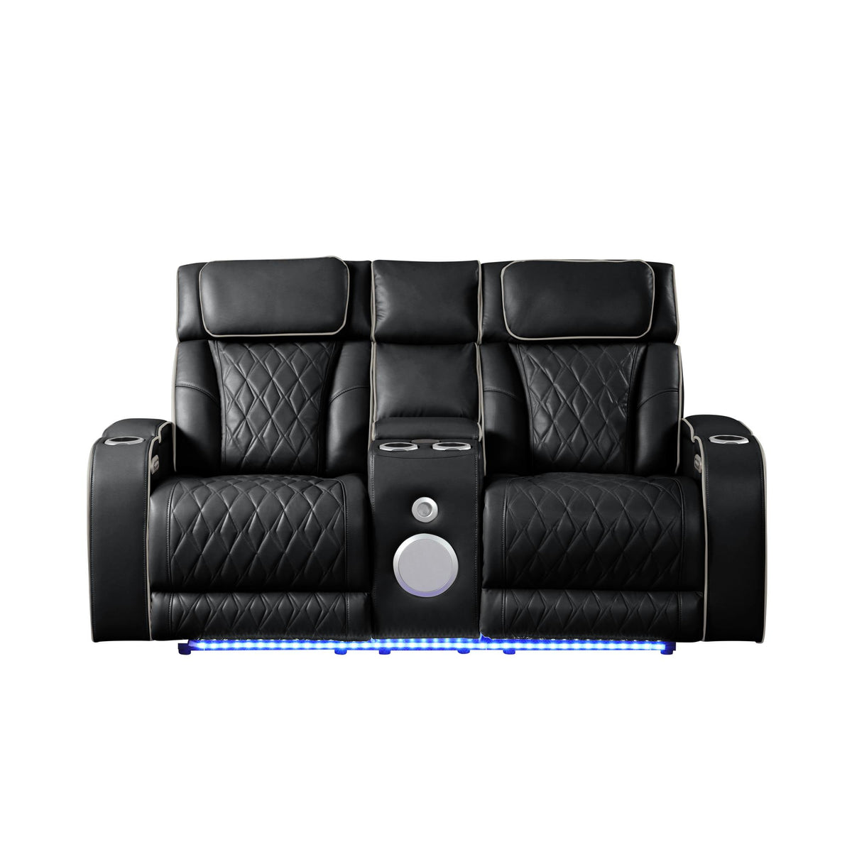 Hephaestus Modern Style Upholstery Recliner Loveseat Made with Wood & Massage Function Included-Black