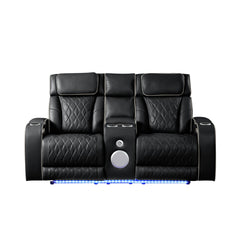 Hephaestus Modern Style Upholstery Recliner Loveseat Made with Wood & Massage Function Included-Black