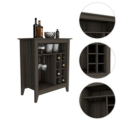 Halo Bar Cabinet, One Open Shelf, Six Built-in Wine Rack, One Drawer -Espresso