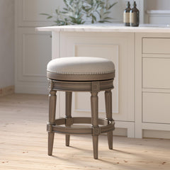 26"H Counter-Height Backless Swivel Bar Stool, Weathered Gray, 1PC