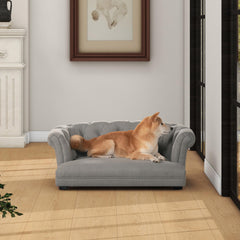Apollo 36.5" Chesterfield Dog Sofa Bed, Medium, Uptown Gray Stain Resistant High Performance Polyester