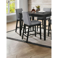 2pc Counter Height Chair Contemporary Style Upholstered Seat And Back Dark Walnut Finish Dining Room