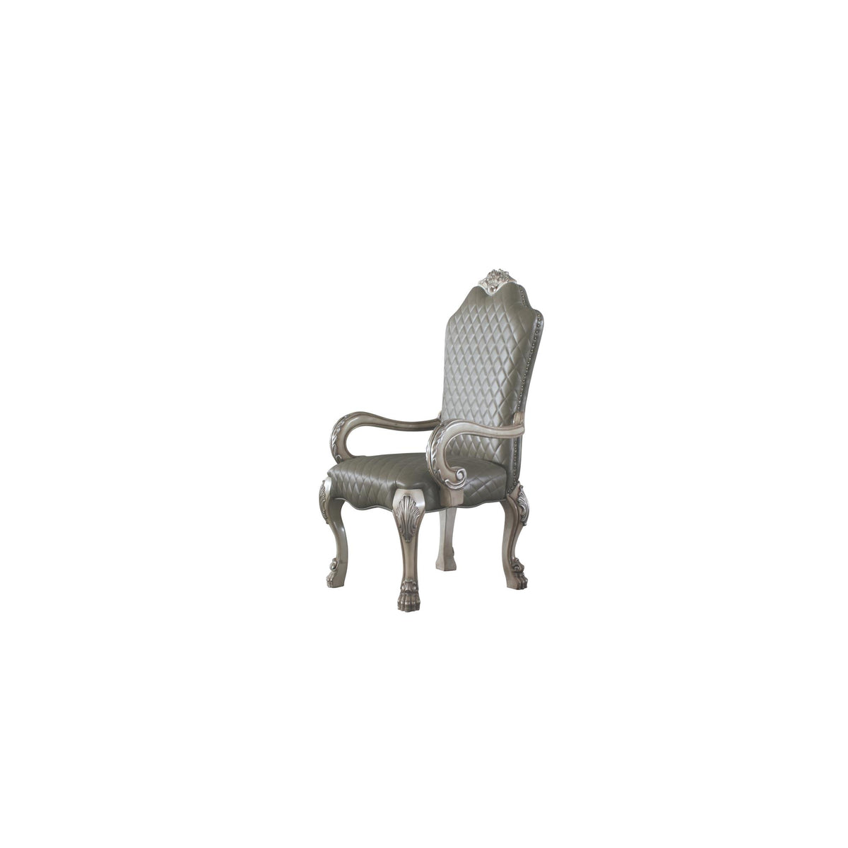 Chronos Synthetic Leather &Vintage Bone White Finish Arm Chair (Set of 2)