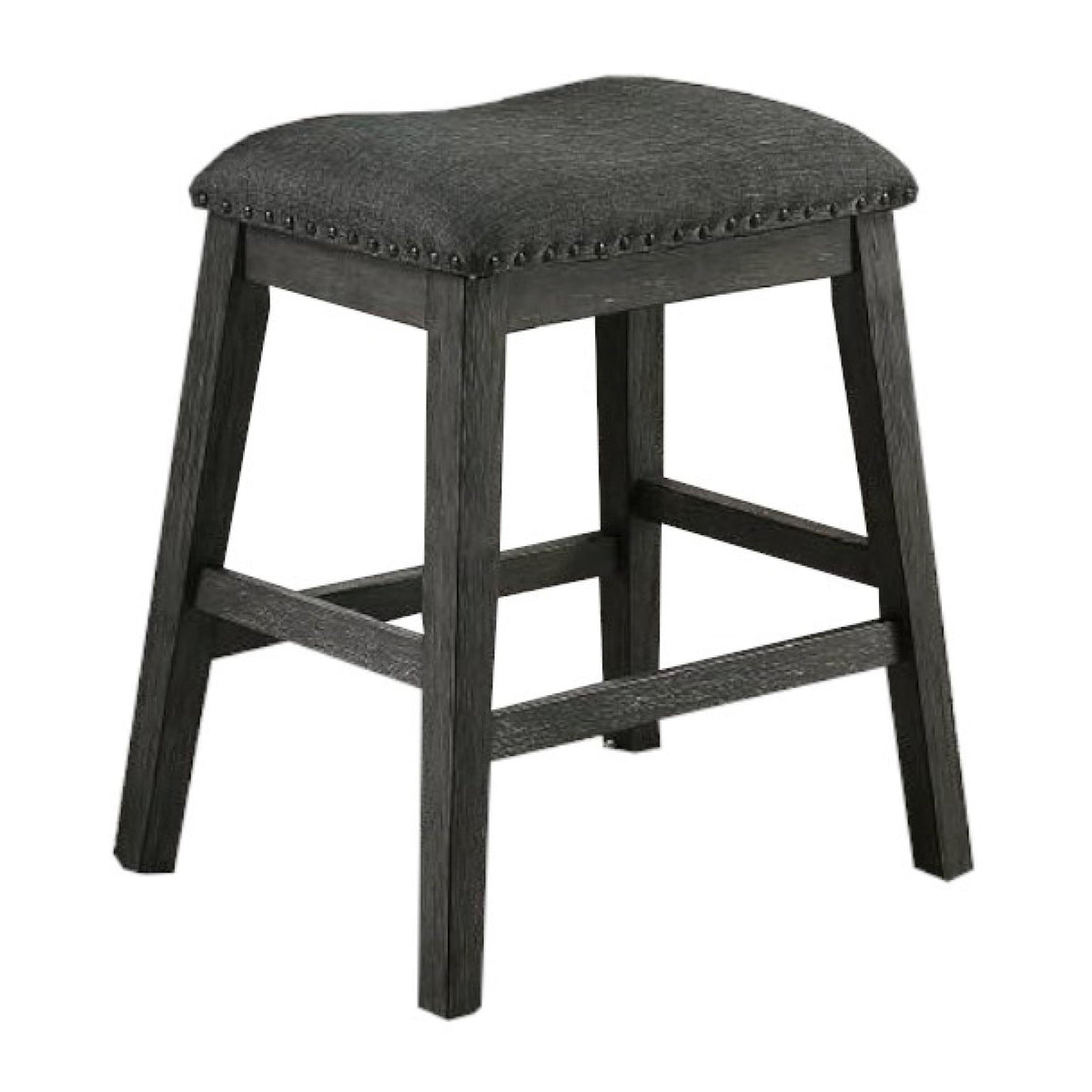 Modern Contemporary Dining Room Furniture Chairs Set of 2 Counter Height High Stools Grey Finish Wooden Foam Cushion Seat