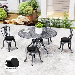 Patio Chair Cushions Set of 4 Round Seat Cushions for Dining Bistro Chairs Machine Washable, 15" x 15" x 3", Black