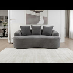 65.35" Curved Loveseat Sofa with Pocket Spring Cushions for Soft Seating, Small Space Couch with 3 Throw Pillows, No Assembly Needed, Grey