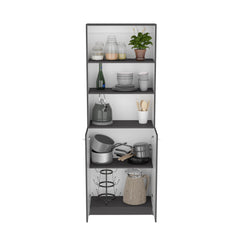Eden 3 Piece Home Bookcase set, 67" Wide with 13 Shelves and 2-door Cabinet , Living Room Set Matt Gray / White