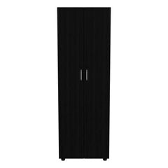 Armoire-organiser 70.8"H, Two Shelves, Rod, Double Door Cabinet Armoire, Black