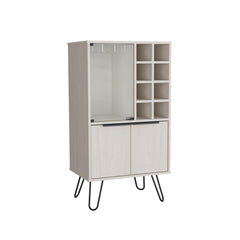 Eden 23" Wide Double Door Bar Cabinet and Glass door comparment, Eight bottle cubbies and stemware