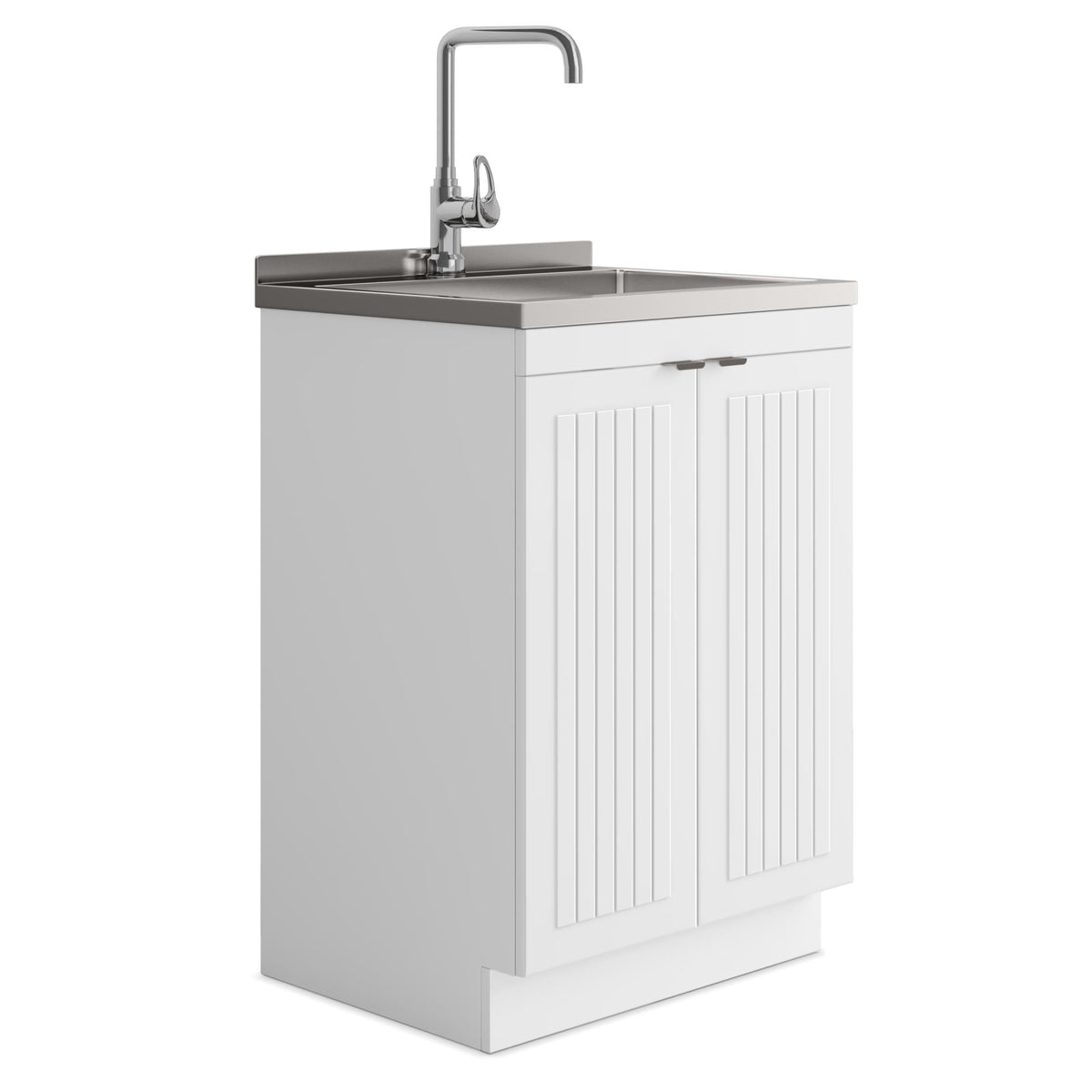 Epic - 24" Laundry Cabinet with Faucet and Stainless Steel Sink - White