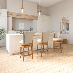 Sanctuary Wood Counter-Height Swivel Barstool with High-Back, Weathered Natural, 1PC