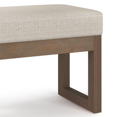 Eden 27 inch Wide Solid Wood Footstool Small Ottoman Bench in Platinum