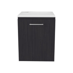 Crest Floating, Wide One-Door Cabinet Vanity, With Resin Sink And One Shelf, Bathroom Storage, Black