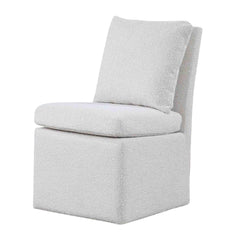 Contemporary Style 1pc Dining Chair Casters Removable Back Pillow White Finish Dining Room