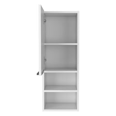 Display Single Door Cabinet 32" H, Two Interior Shelves, Two External Shelves, White